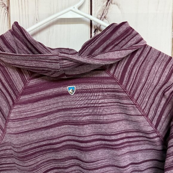 KÜHL Piper Cowl Neck Women’s Large Burgundy Stripe Knit Pullover - Picture 4 of 12